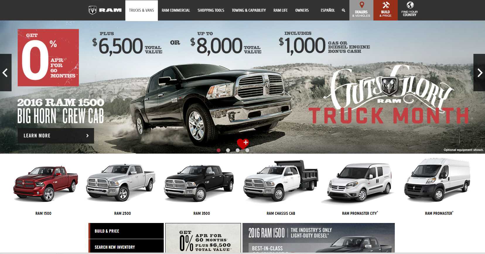 Ram Trucks a webpage design preferred by men