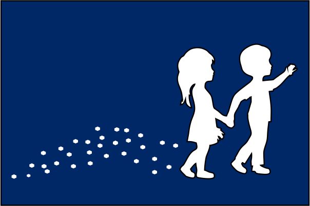 silhouette of a young boy and girl walking leaving a trail of breadcrumbs - breadcrumbs help with SEO | HarrisWeb Creative